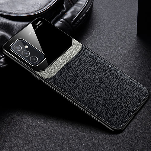 Soft Silicone Gel Leather Snap On Case Cover with Magnetic FL1 for Samsung Galaxy M52 5G Black