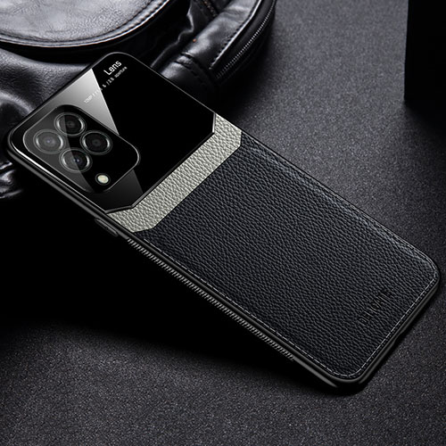 Soft Silicone Gel Leather Snap On Case Cover with Magnetic FL1 for Samsung Galaxy M53 5G Black