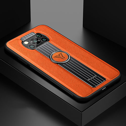 Soft Silicone Gel Leather Snap On Case Cover with Magnetic FL1 for Xiaomi Poco X3 Pro Orange