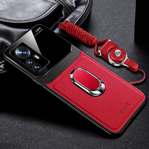 Soft Silicone Gel Leather Snap On Case Cover with Magnetic FL2 for Xiaomi Mi 12T Pro 5G Red