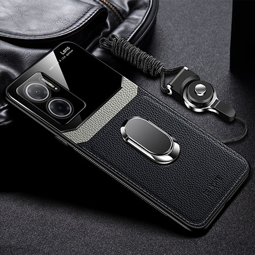 Soft Silicone Gel Leather Snap On Case Cover with Magnetic FL2 for Xiaomi Redmi Note 11E 5G Black
