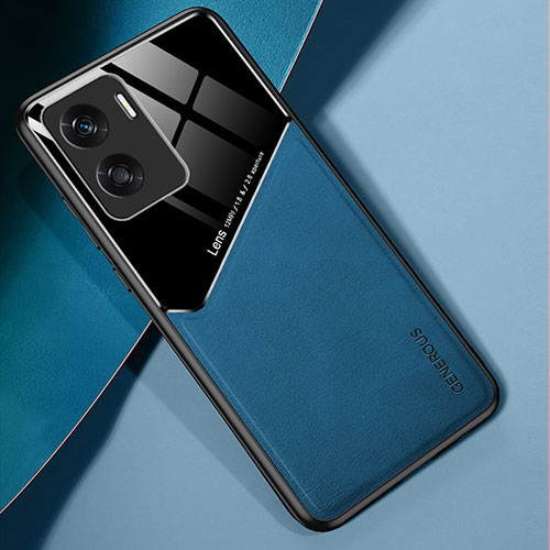 Soft Silicone Gel Leather Snap On Case Cover with Magnetic for Huawei Honor 90 Lite 5G Blue