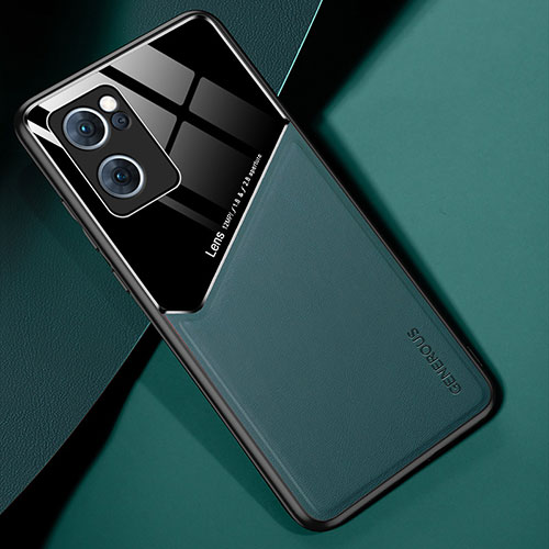 Soft Silicone Gel Leather Snap On Case Cover with Magnetic for Oppo Find X5 Lite 5G Green