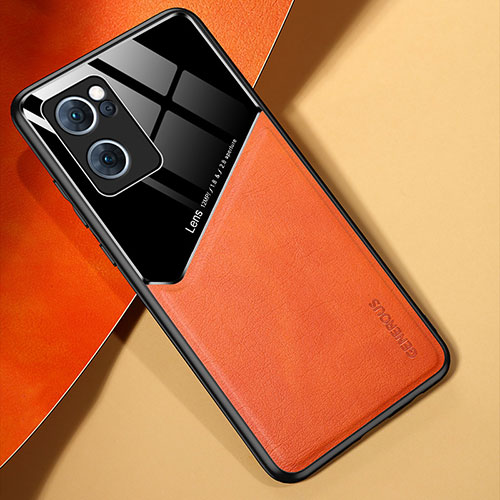 Soft Silicone Gel Leather Snap On Case Cover with Magnetic for Oppo Reno7 5G Orange