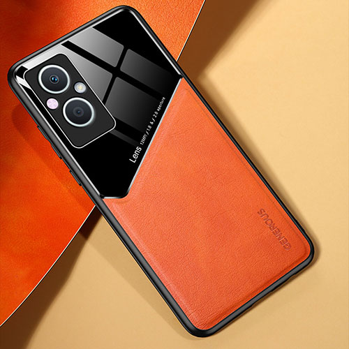 Soft Silicone Gel Leather Snap On Case Cover with Magnetic for Oppo Reno7 Z 5G Orange