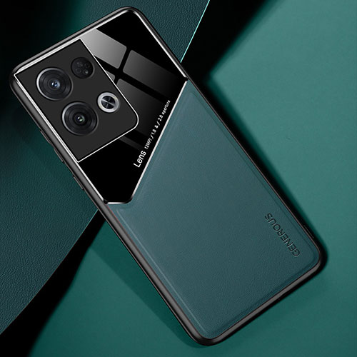 Soft Silicone Gel Leather Snap On Case Cover with Magnetic for Oppo Reno8 5G Green