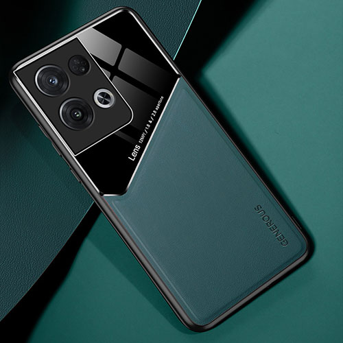 Soft Silicone Gel Leather Snap On Case Cover with Magnetic for Oppo Reno8 Pro 5G Green
