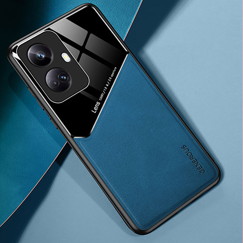 Soft Silicone Gel Leather Snap On Case Cover with Magnetic for Realme 10 Pro+ Plus 5G Blue