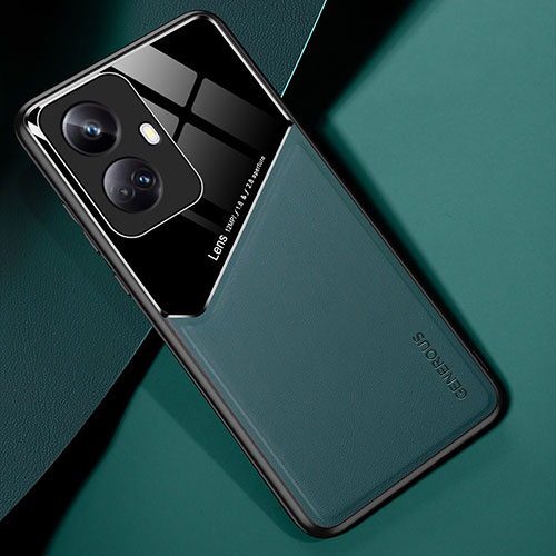 Soft Silicone Gel Leather Snap On Case Cover with Magnetic for Realme 10 Pro+ Plus 5G Green