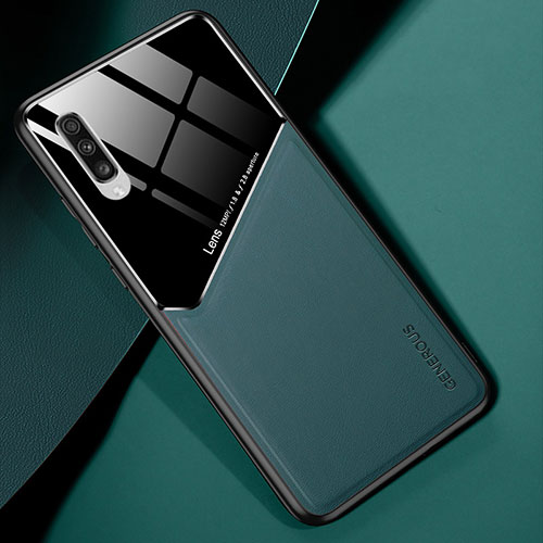 Soft Silicone Gel Leather Snap On Case Cover with Magnetic for Samsung Galaxy A70S Green