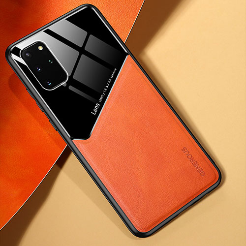 Soft Silicone Gel Leather Snap On Case Cover with Magnetic for Samsung Galaxy S20 Plus 5G Orange