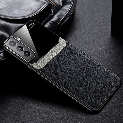 Soft Silicone Gel Leather Snap On Case Cover with Magnetic for Samsung Galaxy S22 Plus 5G Black