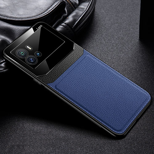 Soft Silicone Gel Leather Snap On Case Cover with Magnetic for Vivo iQOO 9 Pro 5G Blue