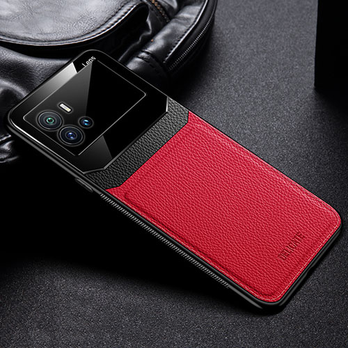 Soft Silicone Gel Leather Snap On Case Cover with Magnetic for Vivo iQOO 9 Pro 5G Red