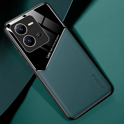 Soft Silicone Gel Leather Snap On Case Cover with Magnetic for Vivo X80 Lite 5G Green