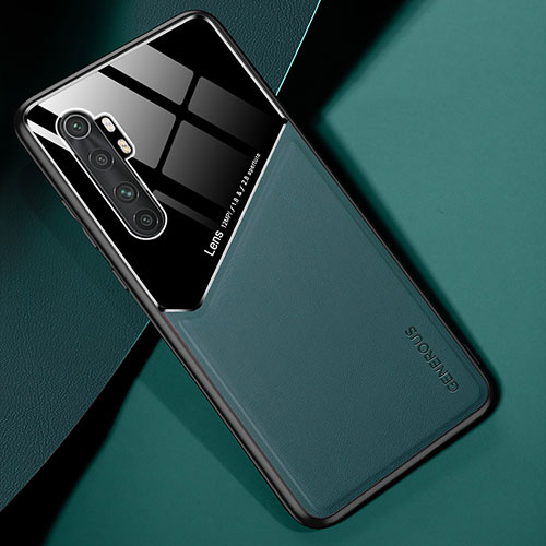 Soft Silicone Gel Leather Snap On Case Cover with Magnetic for Xiaomi Mi Note 10 Lite Green