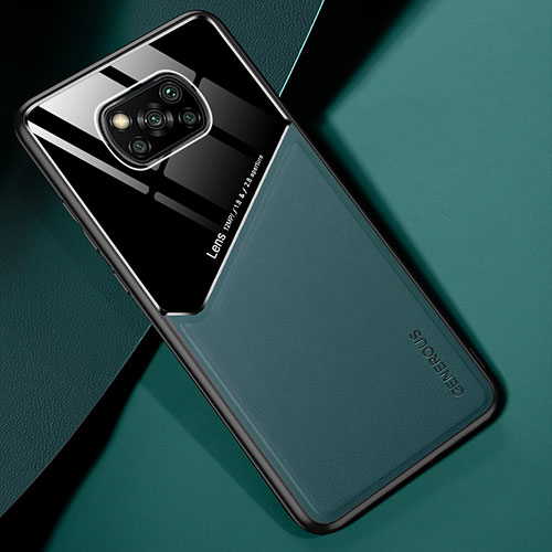 Soft Silicone Gel Leather Snap On Case Cover with Magnetic for Xiaomi Poco X3 Pro Green