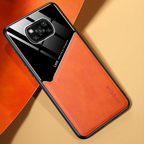 Soft Silicone Gel Leather Snap On Case Cover with Magnetic for Xiaomi Poco X3 Pro Orange