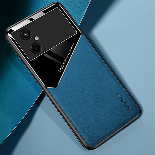Soft Silicone Gel Leather Snap On Case Cover with Magnetic for Xiaomi Redmi Note 11R 5G Blue