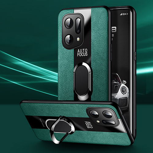 Soft Silicone Gel Leather Snap On Case Cover with Magnetic S01 for Oppo Find X5 5G Green