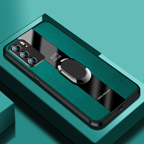 Soft Silicone Gel Leather Snap On Case Cover with Magnetic S01 for Oppo Reno6 Pro 5G India Green