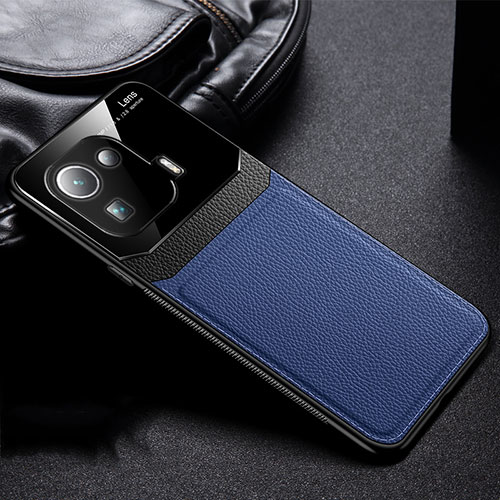 Soft Silicone Gel Leather Snap On Case Cover with Magnetic S02 for Xiaomi Mi 11 Pro 5G Blue