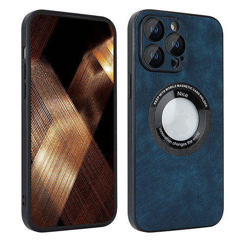 Soft Silicone Gel Leather Snap On Case Cover with Magnetic S07D for Apple iPhone 13 Pro Blue