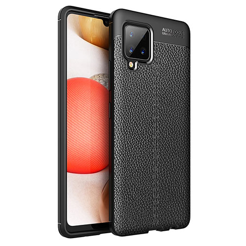 Soft Silicone Gel Leather Snap On Case Cover WL1 for Samsung Galaxy A42 5G Black