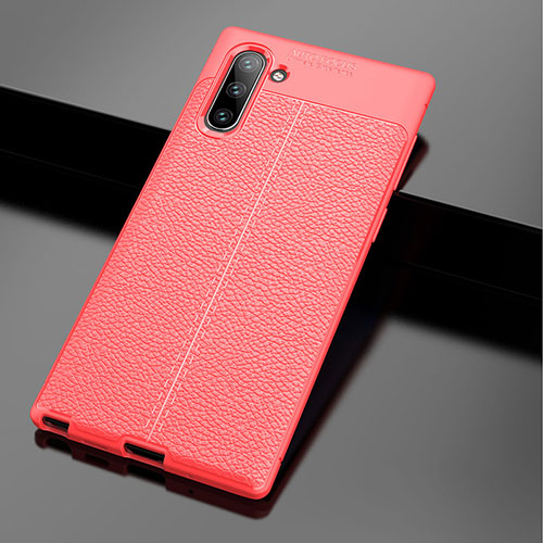 Soft Silicone Gel Leather Snap On Case Cover WL1 for Samsung Galaxy Note 10 5G Red