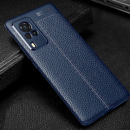 Soft Silicone Gel Leather Snap On Case Cover WL1 for Vivo X60 Pro 5G Blue