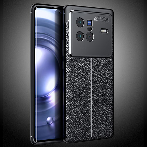 Soft Silicone Gel Leather Snap On Case Cover WL2 for Vivo X80 5G Black