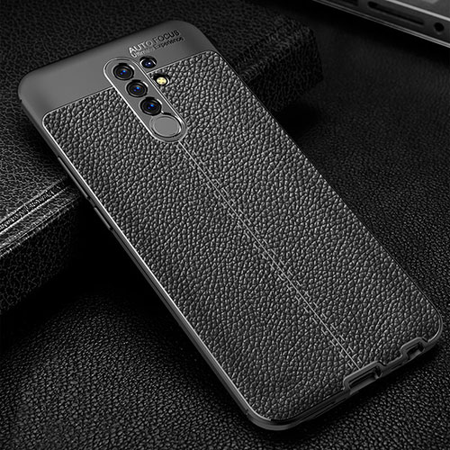 Soft Silicone Gel Leather Snap On Case Cover WL2 for Xiaomi Redmi 9 Black