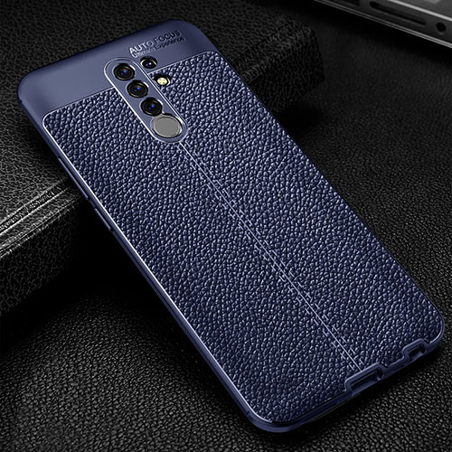 Soft Silicone Gel Leather Snap On Case Cover WL2 for Xiaomi Redmi 9 Blue