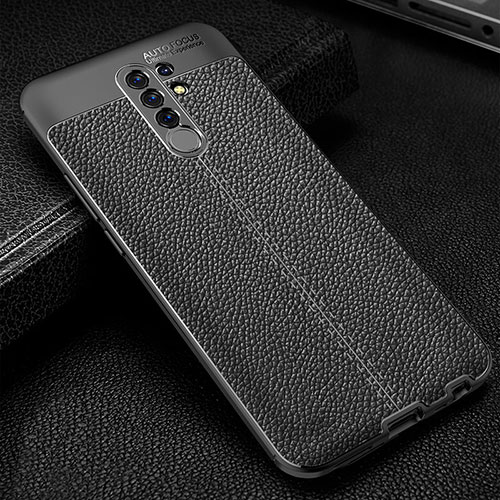 Soft Silicone Gel Leather Snap On Case Cover WL2 for Xiaomi Redmi 9 Prime India Black