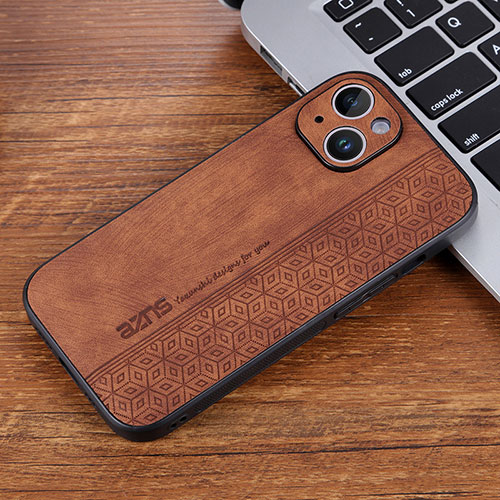 Soft Silicone Gel Leather Snap On Case Cover YZ2 for Apple iPhone 14 Pro Brown