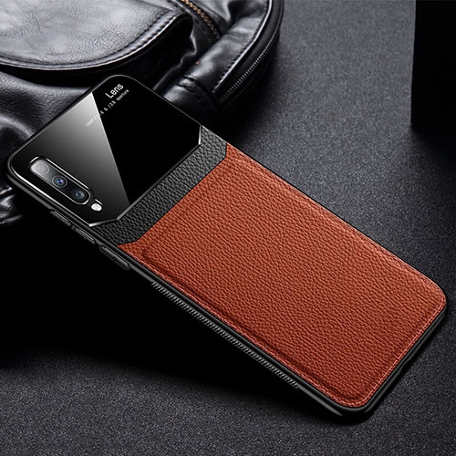 Soft Silicone Gel Leather Snap On Case Cover Z01 for Samsung Galaxy A70S Brown