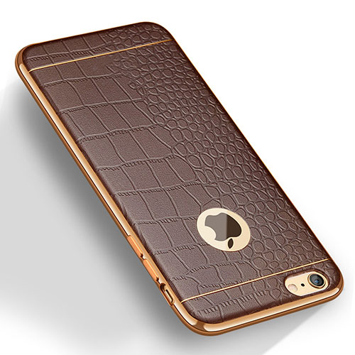 Soft Silicone Gel Leather Snap On Case for Apple iPhone 6 Plus Brown