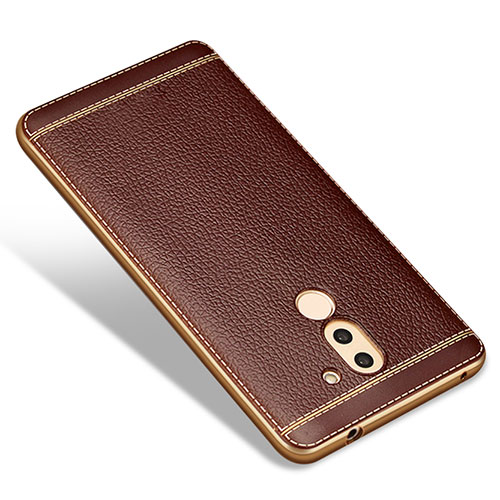 Soft Silicone Gel Leather Snap On Case for Huawei GR5 (2017) Brown