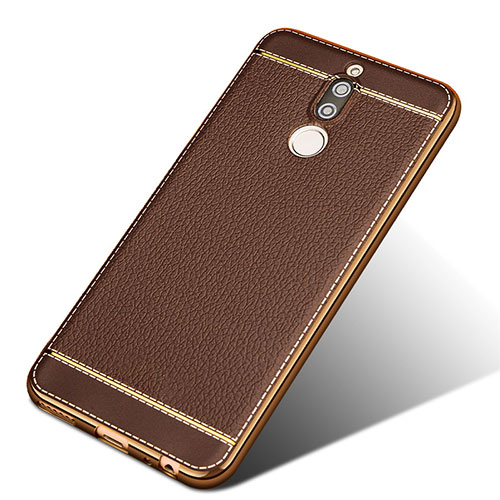 Soft Silicone Gel Leather Snap On Case for Huawei Mate 10 Lite Brown