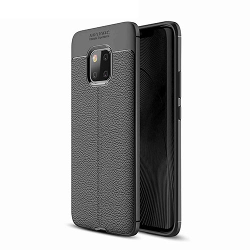 Soft Silicone Gel Leather Snap On Case for Huawei Mate 20 Pro Black