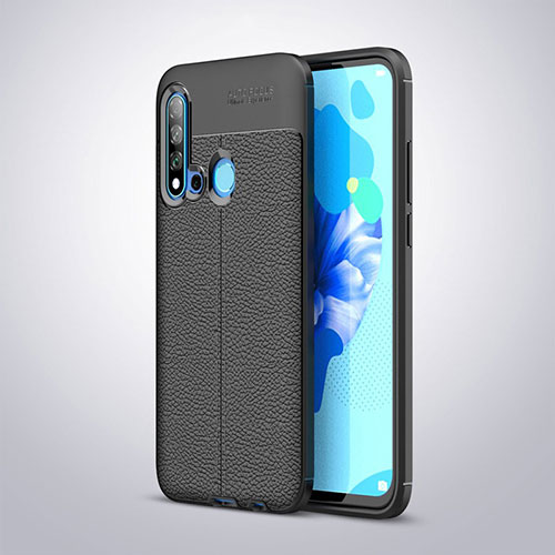 Soft Silicone Gel Leather Snap On Case for Huawei P20 Lite (2019) Black