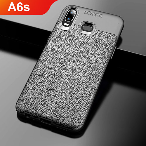 Soft Silicone Gel Leather Snap On Case for Samsung Galaxy A6s Black