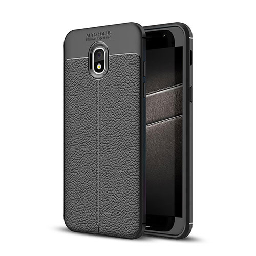 Soft Silicone Gel Leather Snap On Case for Samsung Galaxy J3 (2018) SM-J377A Black
