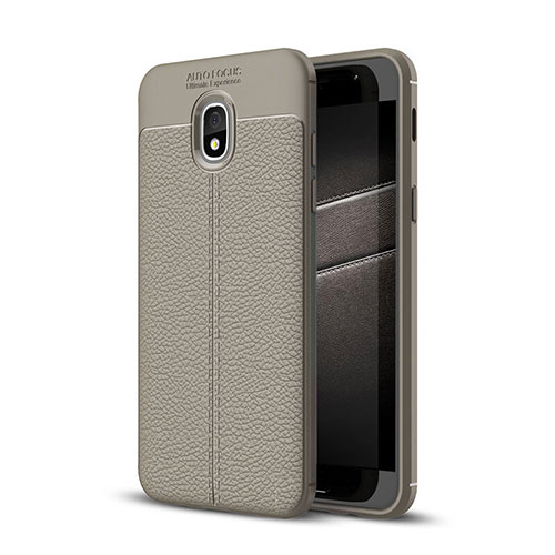 Soft Silicone Gel Leather Snap On Case for Samsung Galaxy J3 Star Gray