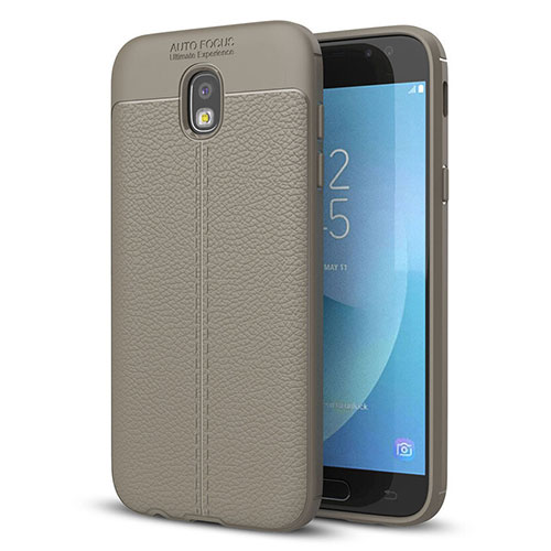 Soft Silicone Gel Leather Snap On Case for Samsung Galaxy J5 (2017) SM-J750F Gray