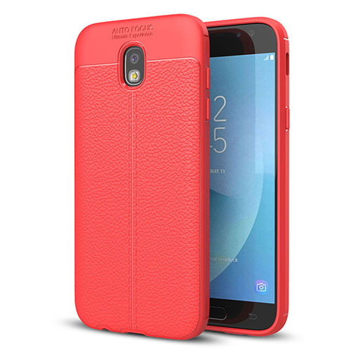 Soft Silicone Gel Leather Snap On Case for Samsung Galaxy J5 (2017) SM-J750F Red