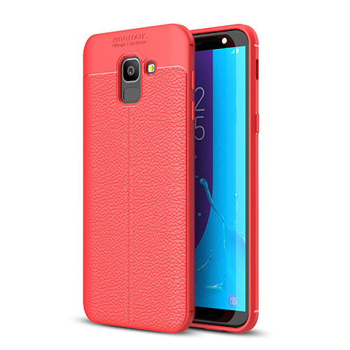 Soft Silicone Gel Leather Snap On Case for Samsung Galaxy J6 (2018) J600F Red
