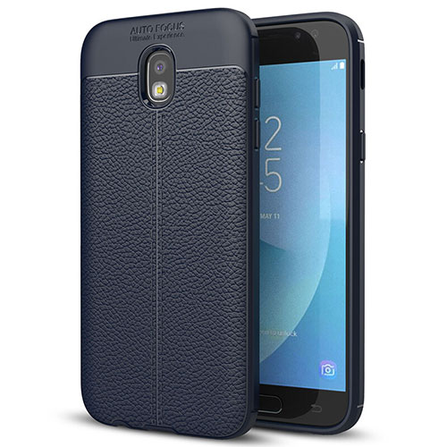 Soft Silicone Gel Leather Snap On Case for Samsung Galaxy J7 (2017) SM-J730F Blue