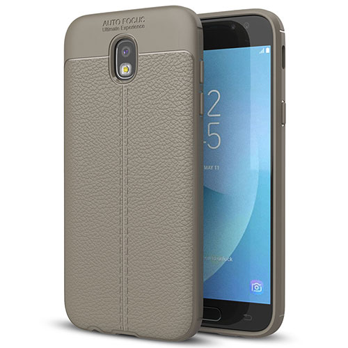 Soft Silicone Gel Leather Snap On Case for Samsung Galaxy J7 (2017) SM-J730F Gray