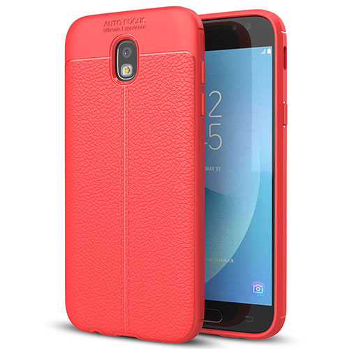 Soft Silicone Gel Leather Snap On Case for Samsung Galaxy J7 (2017) SM-J730F Red